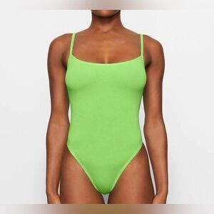 SKIMS Cotton Logo Bodysuit Green XS NWT